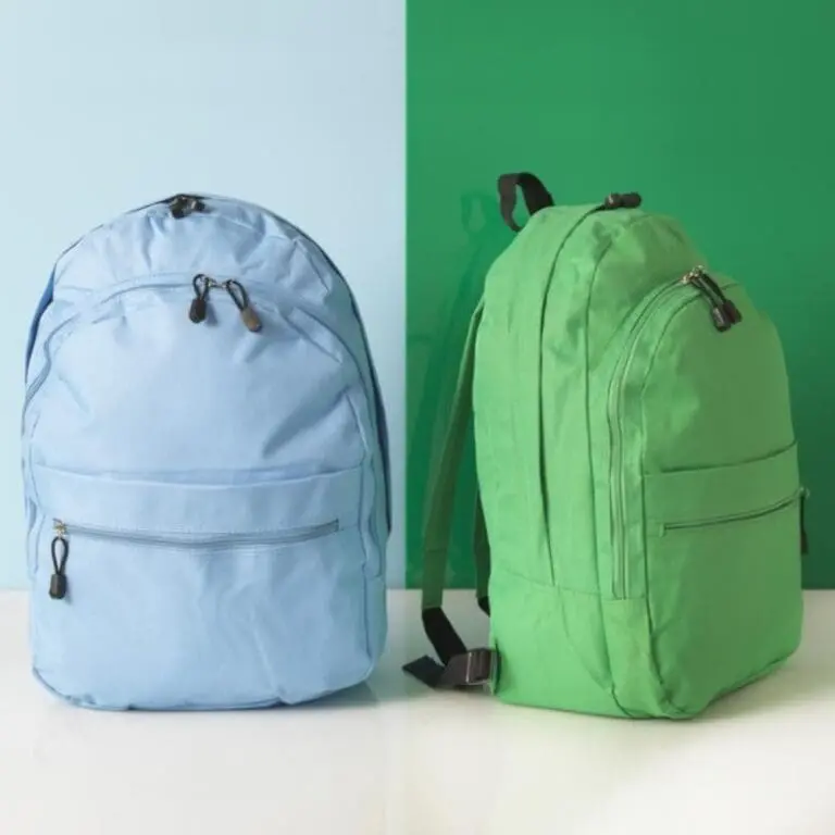 Assorted colours of promotional branded backpacks