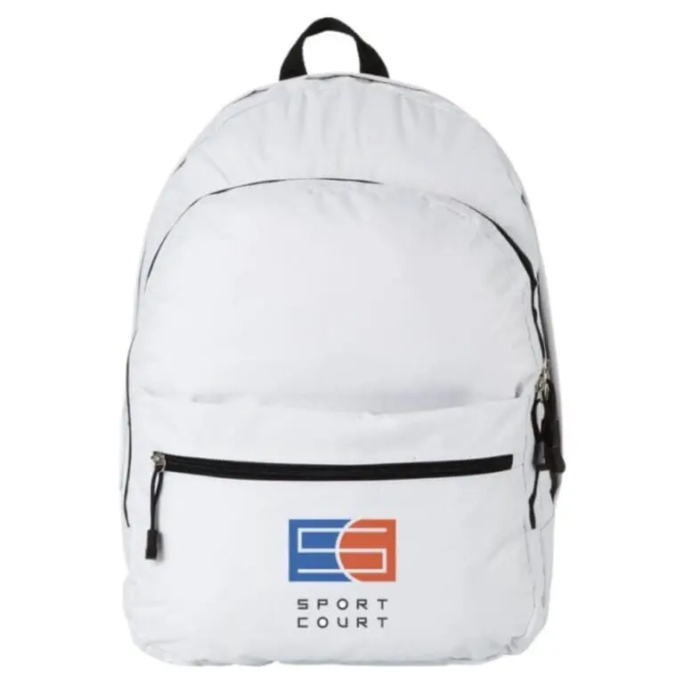 Branded 4 compartment backpack 17L in white printed with logo