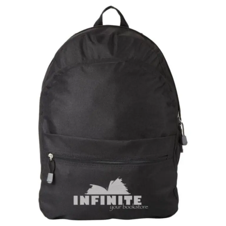 Branded 4 compartment backpack 17L in black printed with logo