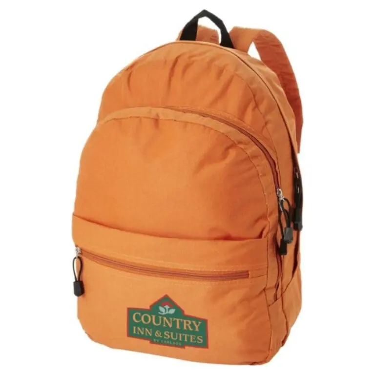 Branded 4 compartment backpack 17L in orange printed with logo