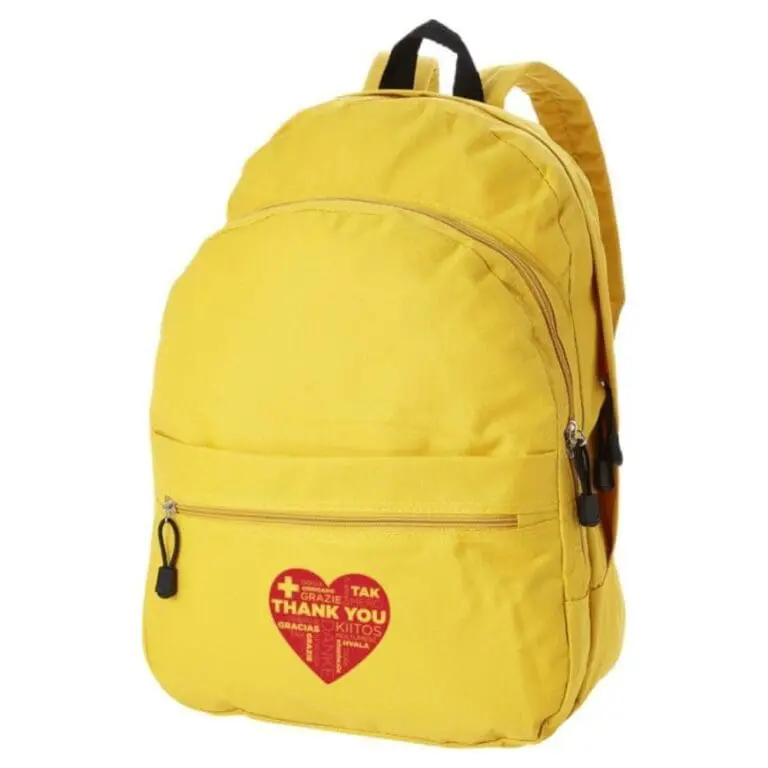 Branded 4 compartment backpack 17L in yellow printed with logo