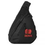 Promotional shoulder backpack 10L in black with printed logo