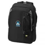 Branded case logic laptop backpack 25L in black with printed logo