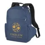 Branded case logic laptop backpack 25L in blue with printed logo