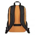 Branded case logic laptop backpack in orange with black trim and printed logo