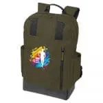 Promotional case logic laptop backpack in black with printed logo