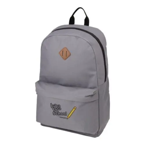 Promotional case logic laptop backpack in grey and black with printed logo