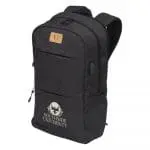 Branded case logic laptop backpack in black with printed logo