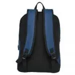 Promotional case logic laptop backpack in blue with black trim and printed logo