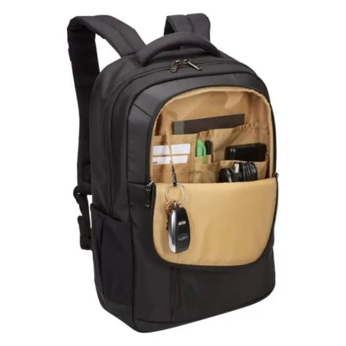 Promotional case logic laptop backpack in black with printed logo