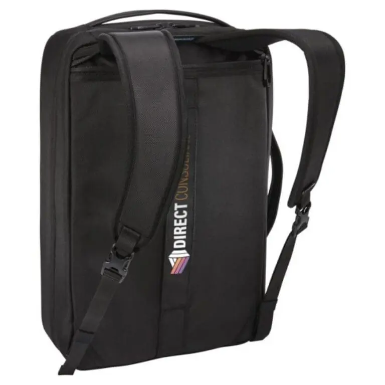 Custom-branded EnRoute Backpack 23L in black with printed logo