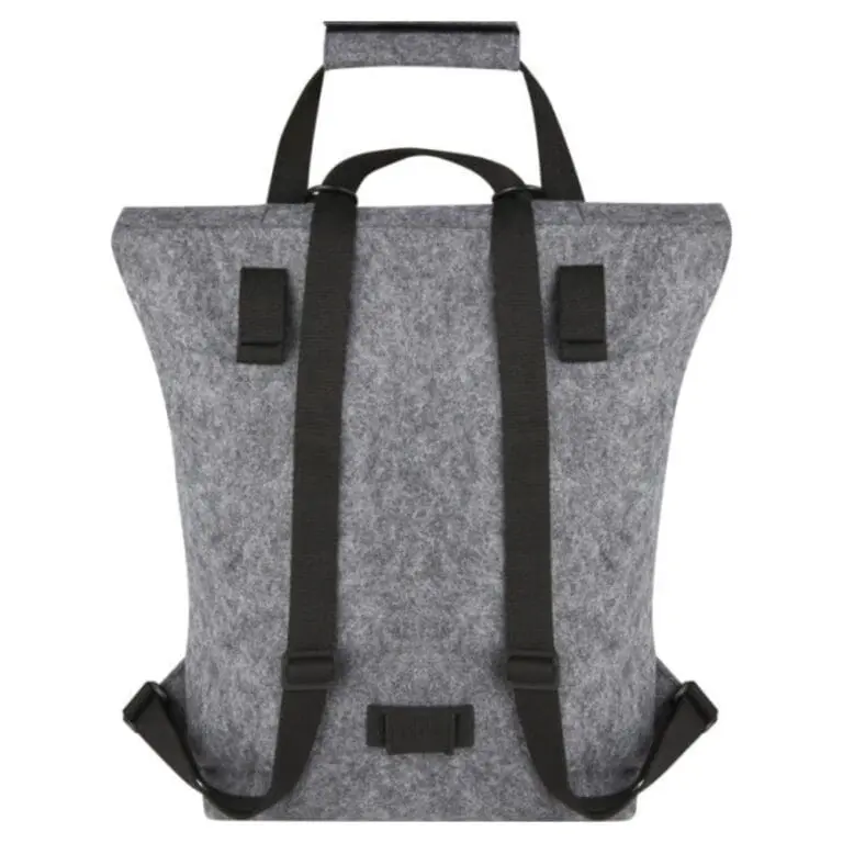 Branded Felta GRS Recycled Felt Roll-Top Bike Bag 13L in grey printed with logo