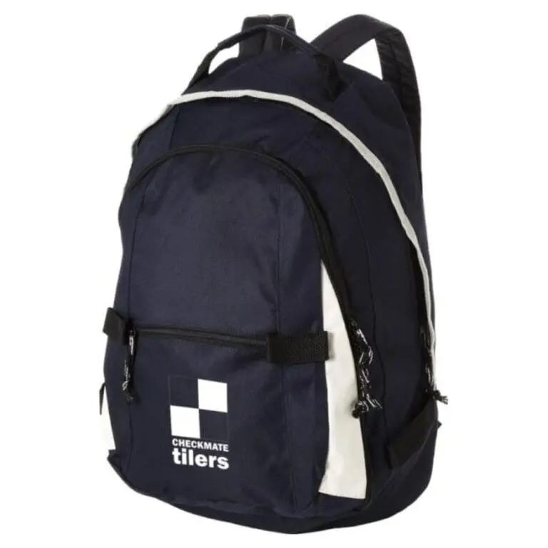 Promotional Utah backpack 23L in navy blue with printed logo