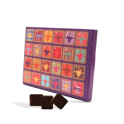 Promotional A5 vegan chocolate advent calendar printed with logo or designs