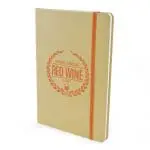 Promotional A5 natural recycled notebook with orange page holder and printed logo