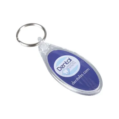 Branded Acrylic Keyring in Ellipse Shape