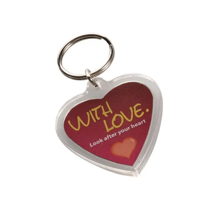 Branded Acrylic Keyring in Heart Shape