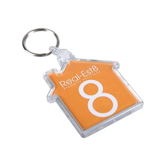 Branded Acrylic Keyring in House Shape