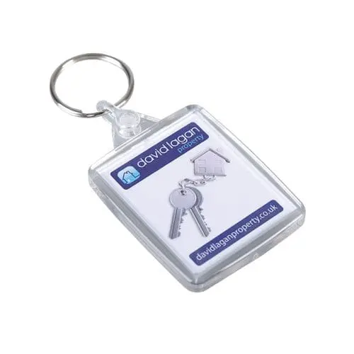 Branded Acrylic Keyring in Passport Photo Shape