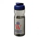 Printed Active Base Tritan Flip Lid Bottle in grey with blue lid and printed logo or design