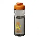 Printed Active Base Tritan Flip Lid Bottle in grey with orange lid and printed logo or design