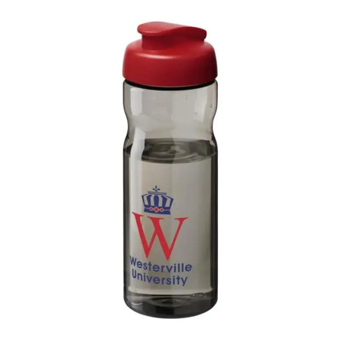 Printed Active Base Tritan Flip Lid Bottle in grey with red lid and printed logo or design