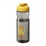 Branded Active Base Tritan Flip Lid Bottle in grey with yellow lid and printed logo or design