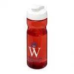 Branded Active Base Tritan Flip Lid Bottle in red with white lid and printed logo or design