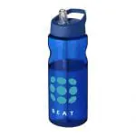 Branded Active Base Tritan Spout Lid Bottle in blue with blue lid and printed logo