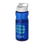 Branded Active Base Tritan Spout Lid Bottle in blue with white lid and printed logo