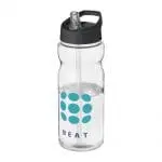 Branded Active Base Tritan Spout Lid Bottle in clear with black lid and printed logo