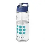 Promotional Active Base Tritan Spout Lid Bottle in clear with blue lid and printed logo