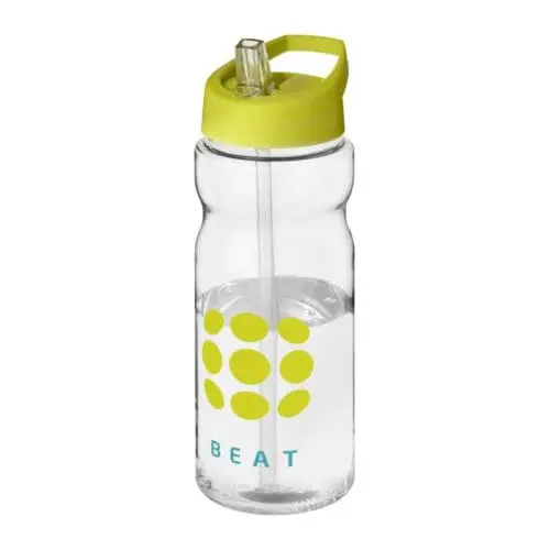 Promotional Active Base Tritan Spout Lid Bottle in clear with light green lid and printed logo