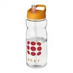 Promotional Active Base Tritan Spout Lid Bottle in clear with orange lid and printed logo