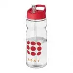 Promotional Active Base Tritan Spout Lid Bottle in clear with red lid and printed logo