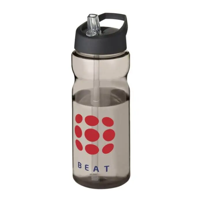 Printed Active Base Tritan Spout Lid Bottle in grey with black lid and printed logo