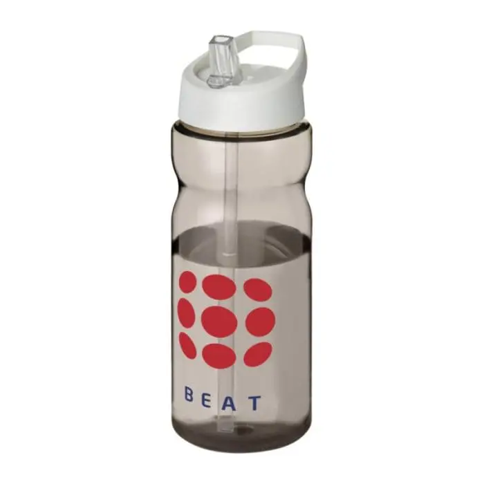 Printed Active Base Tritan Spout Lid Bottle in grey with white lid and printed logo