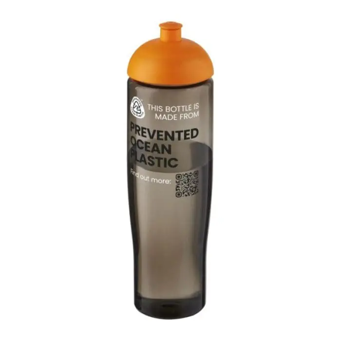 Printed Active Eco Tempo Dome Lid Bottle 700ml in grey with orange lid and printed logo