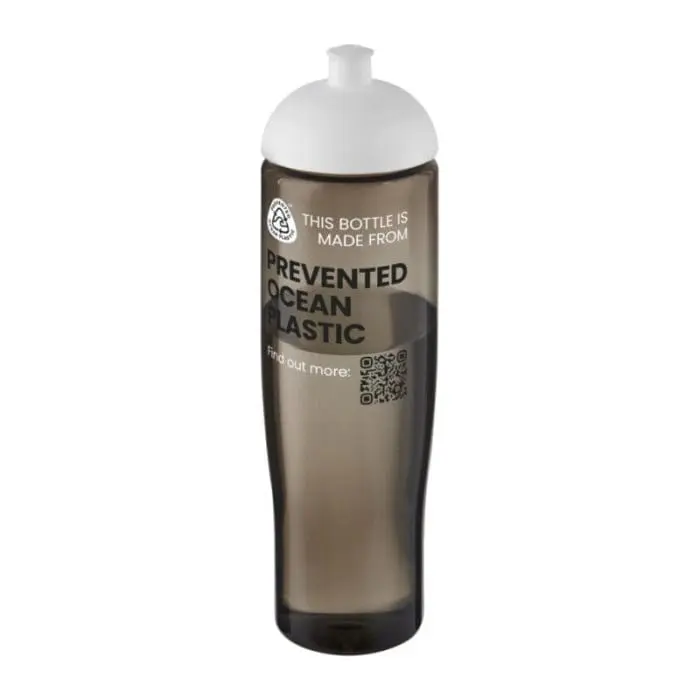 Printed Active Eco Tempo Dome Lid Bottle 700ml in grey with white lid and printed logo