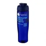 Promotional Active Eco Tempo flip Lid Bottle in blue with blue lid and printed logo