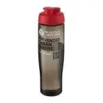 Branded Active Eco Tempo flip Lid Bottle in grey with red lid and printed logo