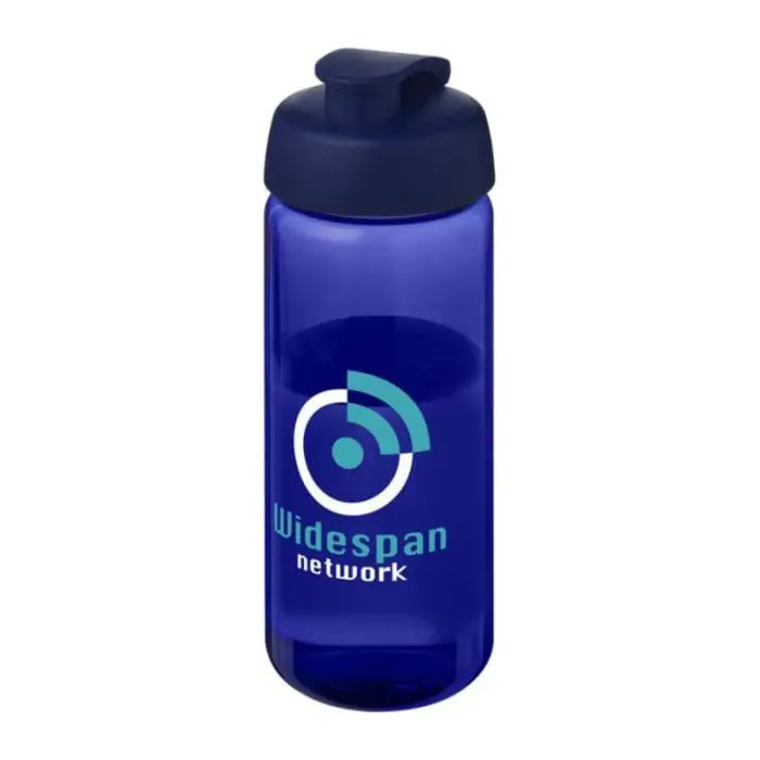 Promotional Active Octave Tritan Flip Lid Bottle in blue with blue lid and printed logo