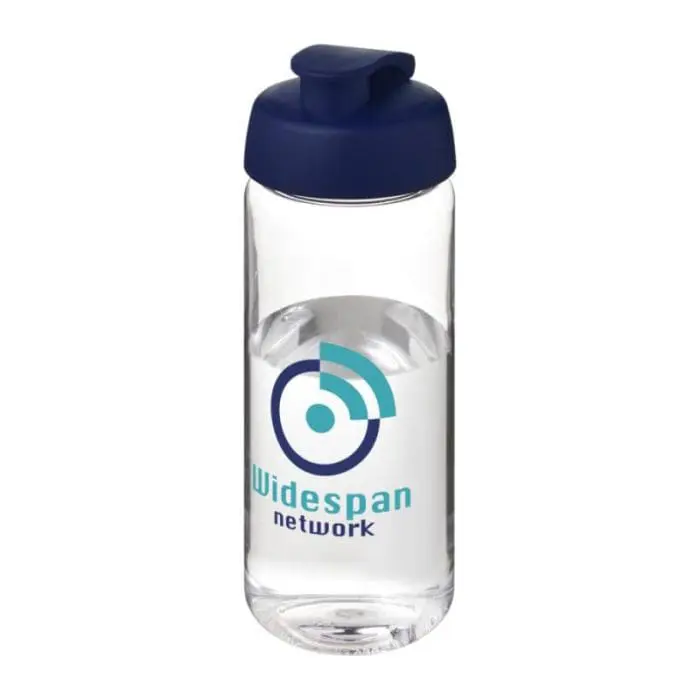 Promotional Active Octave Tritan Flip Lid Bottle in clear with black lid and printed logo