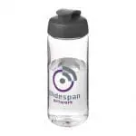 Promotional Active Octave Tritan Flip Lid Bottle in clear with grey lid and printed logo