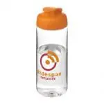 Promotional Active Octave Tritan Flip Lid Bottle in clear with orange lid and printed logo