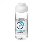 Promotional Active Octave Tritan Flip Lid Bottle in clear with white lid and printed logo