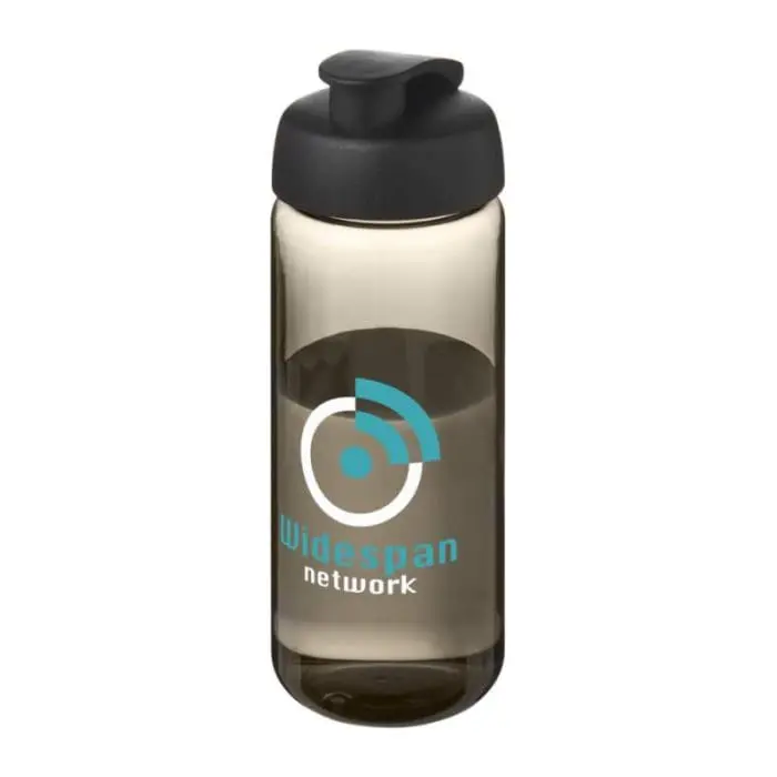 Branded Active Octave Tritan Flip Lid Bottle in grey with black lid and printed logo