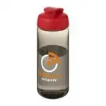 Branded Active Octave Tritan Flip Lid Bottle in grey with red lid and printed logo