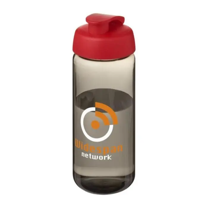 Branded Active Octave Tritan Flip Lid Bottle in grey with red lid and printed logo