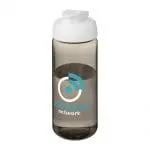 Branded Active Octave Tritan Flip Lid Bottle in grey with white lid and printed logo